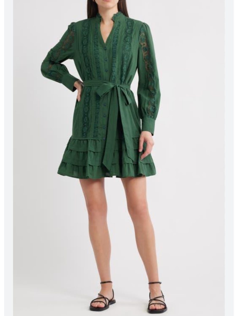 Caslon Lace Panel Long Sleeve Minidress New! - Picture 2 of 10